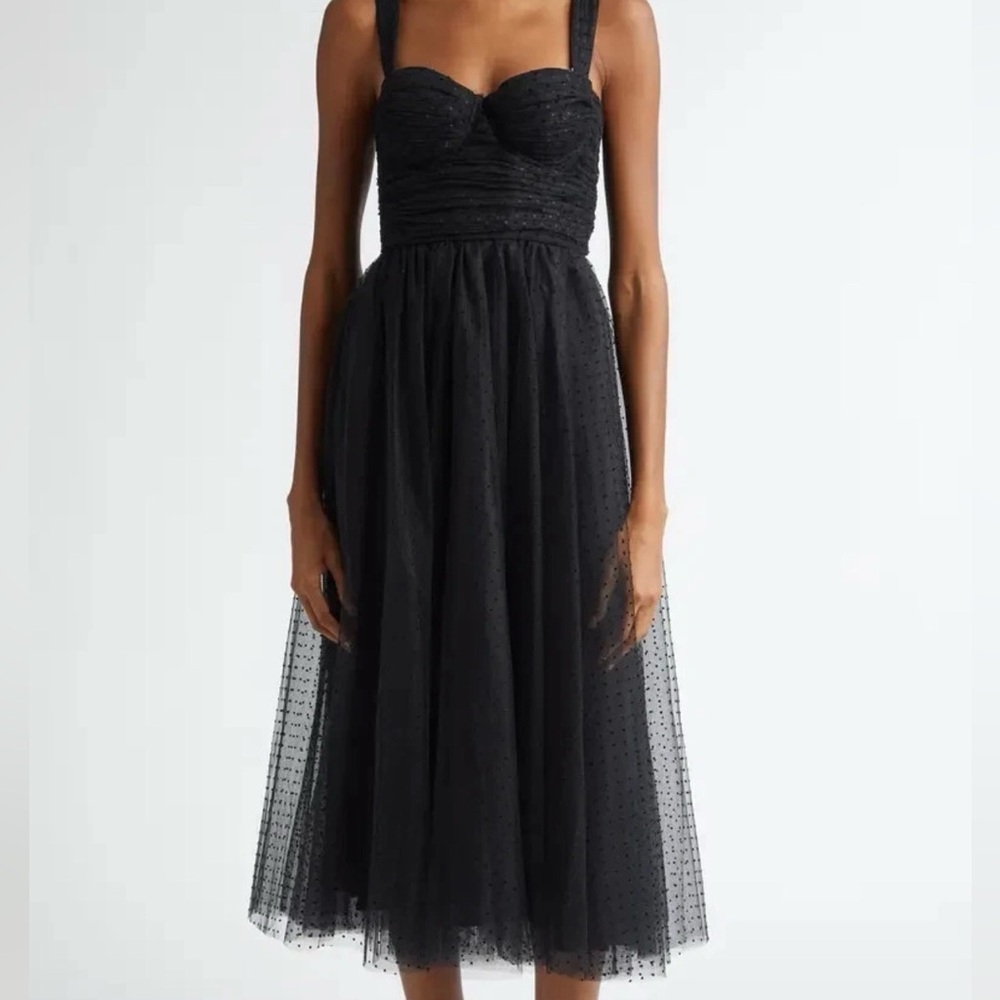 Zimmermann Flocked Polka Dot Tulle Midi Dress